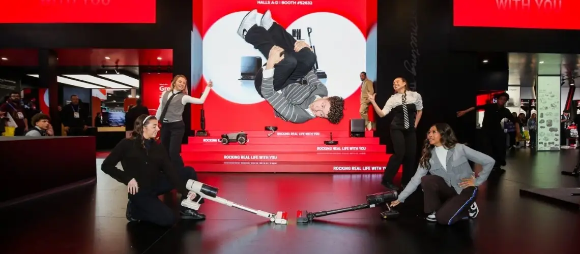 Stadium Dance performers creating trade show entertainment for Roborock at CES 2026 inside Venetian Expo in Las Vegas.
