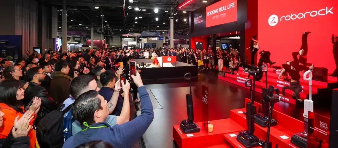 Stadium Dance Las Vegas custom trade show entertainment production for Roborock at CES 2026 at the Venetian Expo Las Vegas, with ten product-integrated dance performances engineered to drive booth foot traffic, increase attendee dwell time, and consistently draw the largest crowds across the full convention run.
